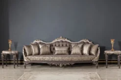 Casa Padrino Luxus Barock Beistelltisch Grau / Braun / Gold H. 60 cm - Barock Möbel