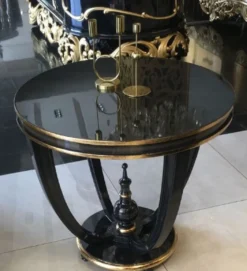 Casa Padrino Luxus Barock Beistelltisch Schwarz / Gold - Handgefertigter Massivholz Tisch - Barock Wohnzimmer Möbel