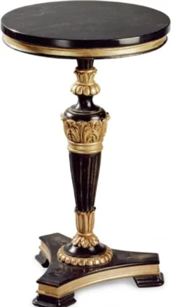 Casa Padrino Luxus Barock Beistelltisch Antik Schwarz / Antik Gold / Schwarz - Prunkvoller Massivholz Tisch mit Marmorplatte - Luxus Möbel im Barockstil - Luxus Qualität - Made in Italy