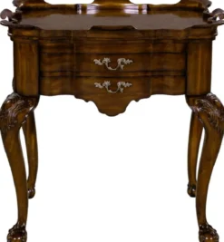 Casa Padrino Luxus Barock Beistelltisch mit 2 Schubladen und abnehmbarem Tablett Braun 82 x 62 x H. 80 cm - Eleganter Mahagoni Teetisch - Barock Wohnzimmer Möbel - Luxus Qualität