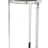 Casa Padrino Luxus Barock Beistelltisch Rund Massiv Antik Silber mit Marmorplatte 71 x 25 cm