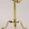 Casa Padrino Luxus Barock Beistelltisch Creme / Gold Ø 32 x H. 50 cm - Runder Messing Tisch mit Onyx Kunststein Tischplatte - Barock Möbel - Luxus Qualität - Made in Italy