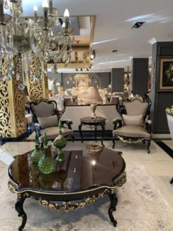 Casa Padrino Luxus Barock Beistelltisch Braun / Schwarz / Gold - Handgefertigter Massivholz Tisch im Barockstil - Barock Wohnzimmer Möbel - Edel & Prunkvoll