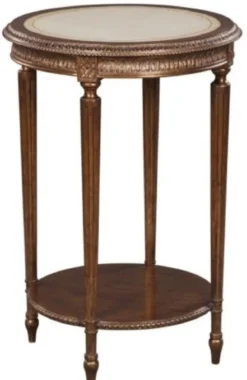 Casa Padrino Luxus Barock Beistelltisch Braun / Weiß Ø 47 x H. 70 cm - Barock Wohnzimmermöbel