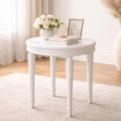 Casa Padrino Luxus Barock Beistelltisch Weiß H. 55 cm - Barock Möbel
