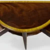 Casa Padrino Luxus Barock Beistelltisch Dunkelbraun / Hellbraun 71 x 36 x H. 74 cm - Halbrunder Mahagoni Tisch mit 2 Schubladen - Nachttisch - Nachtkommode - Barock Möbel