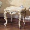 Casa Padrino Luxus Barock Beistelltisch Weiß / Mehrfarbig / Gold 55 x 55 x H. 48 cm - Prunkvoller Massivholz Tisch - Barock Wohnzimmer & Hotel Möbel - Luxus Qualität - Made in Italy