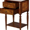 Casa Padrino Luxus Barock Beistelltisch Hellbraun / Braun / Cremefarben 42 x 31 x H. 68 cm - Massivholz Tisch mit Marmorplatte - Nachttisch - Nachtkommode - Barock Möbel