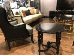 Casa Padrino Luxus Barock Beistelltisch Schwarz - Handgefertigter Massivholz Tisch - Barock Wohnzimmer Möbel