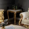 Casa Padrino Luxus Barock Beistelltisch Creme / Beige / Gold - Handgefertigter Tisch im Barockstil - Barock Wohnzimmer Möbel - Edel & Prunkvoll