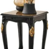 Casa Padrino Luxus Barock Beistelltisch Braun / Schwarz / Gold 46 x 44 x H. 60 cm - Prunkvoller Massivholz Tisch mit Tischplatte in Marmoroptik - Barock Wohnzimmer Möbel