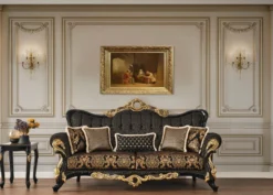 Casa Padrino Luxus Barock Beistelltisch Braun / Schwarz / Gold 46 x 44 x H. 60 cm - Prunkvoller Massivholz Tisch mit Tischplatte in Marmoroptik - Barock Wohnzimmer Möbel