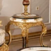 Casa Padrino Luxus Barock Beistelltisch Weiß / Blau / Gold - Prunkvoller Massivholz Tisch im Barockstil - Barock Wohnzimmer Möbel - Edel & Prunkvoll