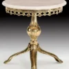 Casa Padrino Luxus Barock Beistelltisch Gold / Weiß - Runder Bronze Tisch mit Marmorplatte - Luxus Möbel im Barockstil - Barockstil Wohnzimmer Möbel - Barock Möbel - Edel & Prunkvoll