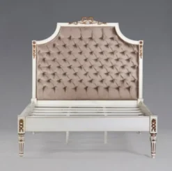 Casa Padrino Luxus Barock Bett Louis XIV Stil Antik Weiß Gold 195 x 220 x 166 cm