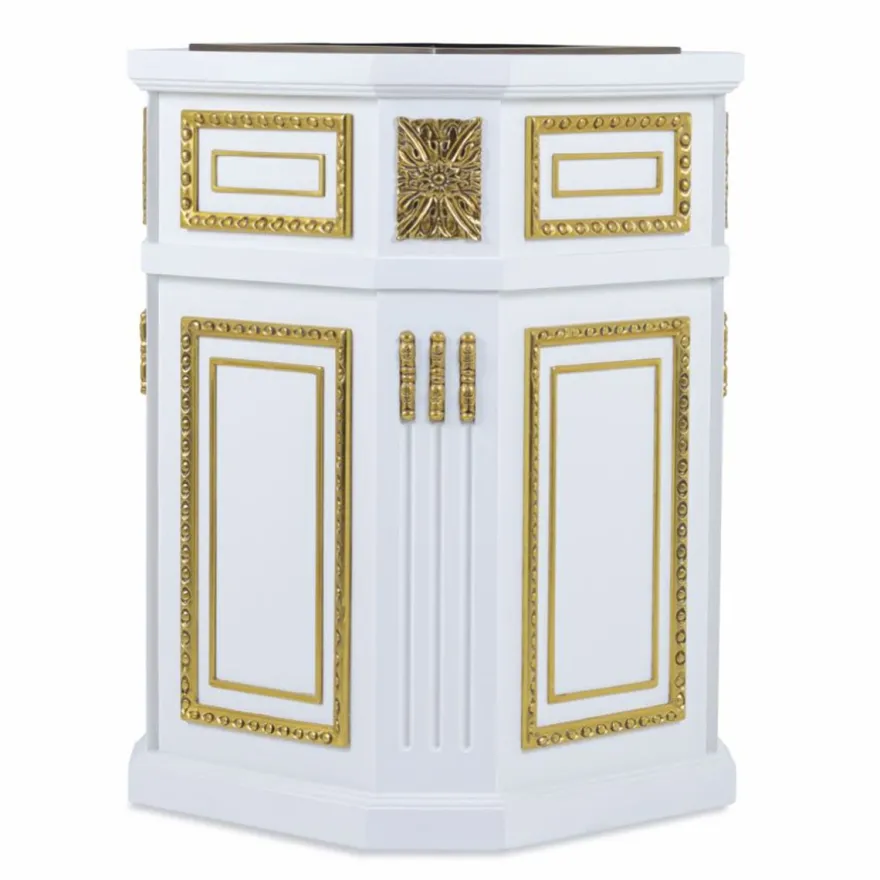 Casa Padrino Luxus Barock Blumentopf Weiß / Gold H. 65 cm - Barock Deko Accessoires