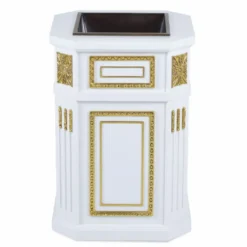 Casa Padrino Luxus Barock Blumentopf Weiß / Gold H. 65 cm - Barock Deko Accessoires