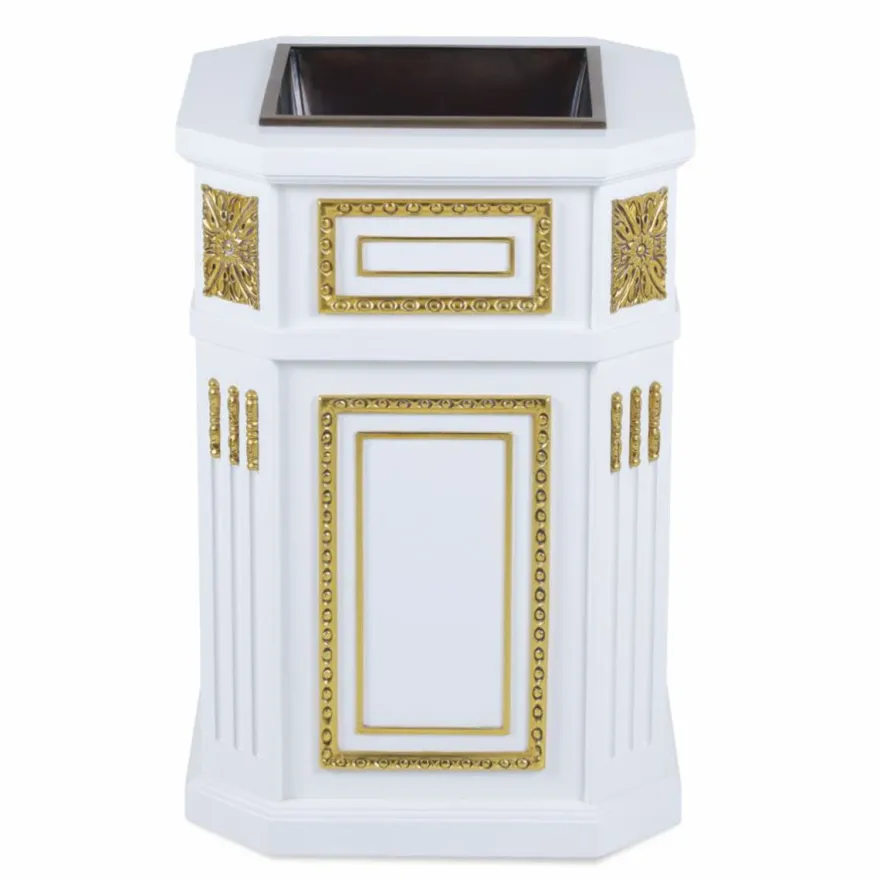 Casa Padrino Luxus Barock Blumentopf Weiß / Gold H. 65 cm - Barock Deko Accessoires