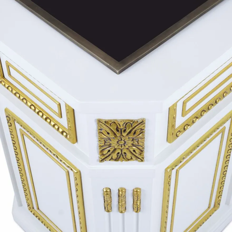 Casa Padrino Luxus Barock Blumentopf Weiß / Gold H. 65 cm - Barock Deko Accessoires