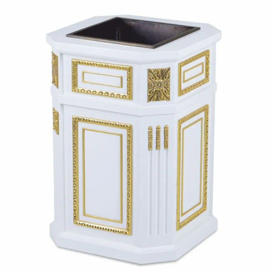 Casa Padrino Luxus Barock Blumentopf Weiß / Gold H. 65 cm - Barock Deko Accessoires