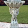 Casa Padrino Luxus Barock Blumentopf Engel Grau H. 105 cm - Made in Italy