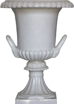 Casa Padrino Luxus Barock Blumenvase Weiß Ø 71 x H. 99,5 cm - Handgefertigte Keramik Vase - Balkon Terrassen Garten Deko - Deko Accessoires im Barockstil - Edel & Prunkvoll