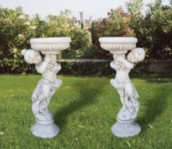 Casa Padrino Luxus Barock Blumentopf Set Grau H. 115 cm - Made in Italy