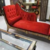 Casa Padrino Luxus Barock Boulle Chaiselongue Rot / Schwarz / Gold 180 x 75 x H. 106 cm - Handgefertigte Massivholz Recamiere mit edlem Samtstoff - Barock Möbel - Luxus Qualität