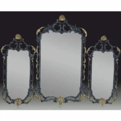 Casa Padrino Luxus Barock Bronze 3er Spiegel Blau / Gold 104 cm - Barockstil Möbel