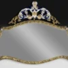 Casa Padrino Luxus Barock Bronze Spiegel Gold / Weiß / Blau 107 cm - Barock Möbel