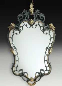 Casa Padrino Luxus Barock Bronze Spiegel Blau / Gold H. 110 cm - Barock Möbel