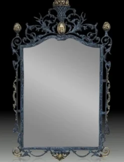 Casa Padrino Luxus Barock Bronze Spiegel Blau / Gold H. 95 cm - Barock Möbel