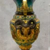 Casa Padrino Luxus Barock Bronze Vase Mehrfarbig / Gold 53 x 43 x H. 127 cm - Prunkvolle Vase mit Sockel - Barock Deko Accessoires