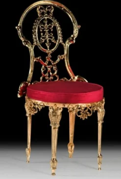 Casa Padrino Luxus Barock Bronze Esszimmer Stuhl Bordeauxrot / Gold H. 86 cm - Barock Esszimmer Möbel