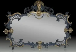 Casa Padrino Luxus Barock Bronze Spiegel Blau / Gold 110 cm - Barock Möbel