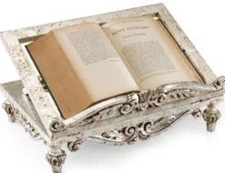 Casa Padrino Luxus Barock Buchstütze Antik Weiß - Handgefertigter Massivholz Buchständer im Barockstil - Barock Deko Accessoires - Luxus Qualität - Made in Italy