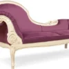 Casa Padrino Luxus Barock Chaiselongue Lila / Creme - Prunkvolle Massivholz Recamiere - Luxus Wohnzimmer Möbel im Barockstil - Barock Möbel - Edel & Prunkvoll