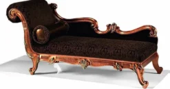 Casa Padrino Luxus Barock Chaiselongue Schwarz / Braun / Kupfer 180 cm - Made in Italy