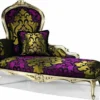 Casa Padrino Luxus Barock Chaiselongue Lila / Schwarz / Gold 156 cm - Made in Italy