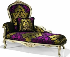 Casa Padrino Luxus Barock Chaiselongue Lila / Schwarz / Gold 156 cm - Made in Italy