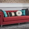 Casa Padrino Luxus Barock Chesterfield Sofa Rot / Silber 249 x 102 x H. 81 cm - Chesterfield Wohnzimmermöbel