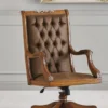 Casa Padrino Luxus Barock Chesterfield Schreibtischstuhl Braun - Höhenverstellbarer Barockstil Bürostuhl mit edlem Kunstleder - Barock Büro Möbel - Luxus Qualität - Made in Italy