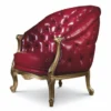 Casa Padrino Luxus Barock Chesterfield Echtleder Sessel Bordeauxrot / Gold - Made in Italy