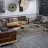 Casa Padrino Luxus Barock Chesterfield Sofa Gold / Dunkelbraun - Prunkvolles Wohnzimmer Sofa - Barockstil Wohnzimmer Möbel - Luxus Möbel im Barockstil - Barock Einrichtung - Edel & Prunkvoll
