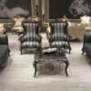 Casa Padrino Luxus Barock Couchtisch Schwarz / Silber - Handgefertigter Massivholz Wohnzimmertisch im Barockstil - Prunkvolle Barock Wohnzimmer Möbel