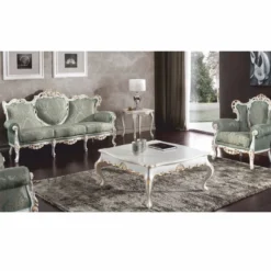 Casa Padrino Luxus Barock Couchtisch Weiß / Gold 104 cm - Made in Italy