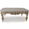 Casa Padrino Luxus Barock Couchtisch Grau / Hellblau / Gold 111 cm - Made in Italy
