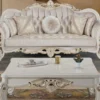 Casa Padrino Luxus Barock Couchtisch Weiß / Gold 115 x 85 x H. 50 cm - Massivholz Wohnzimmertisch im Barockstil - Barock Möbel