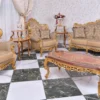 Casa Padrino Luxus Barock Couchtisch Braun / Gold 128 cm - Barock Möbel - Made in Italy
