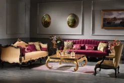 Casa Padrino Luxus Barock Couchtisch Gold 128 x 128 x H. 48 cm - Edler Massivholz Wohnzimmertisch mit Glasplatte und Spiegelglas - Luxus Qualität